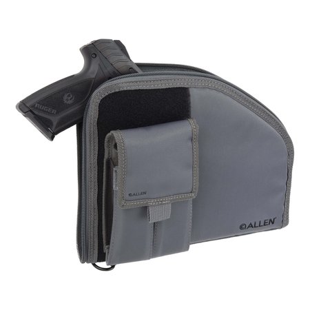 ALLEN CO Pistol Case with Mag Pouch, Full-Size Handguns up to 9.5 in., Charcoal 79-9